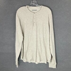 Men's Long-Sleeve Beige Henley Shirt